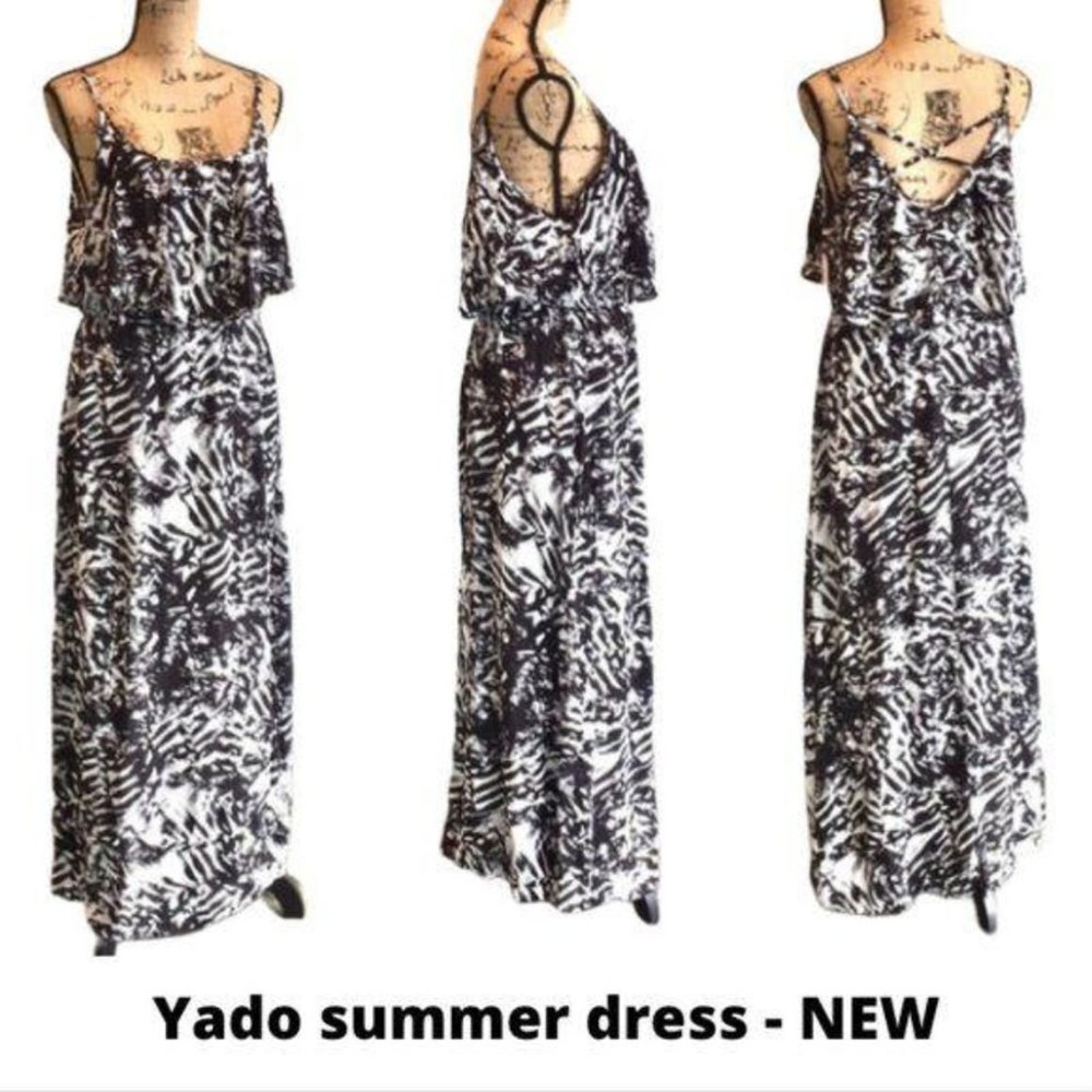Yado summer dress LARGE NWT bust skirt cross straps